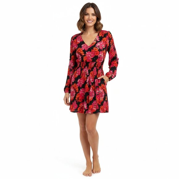 Rose & Olive Black Red V-Neck Sleeveless Mini Dress – Women’s Size S - Picture 1 of 9